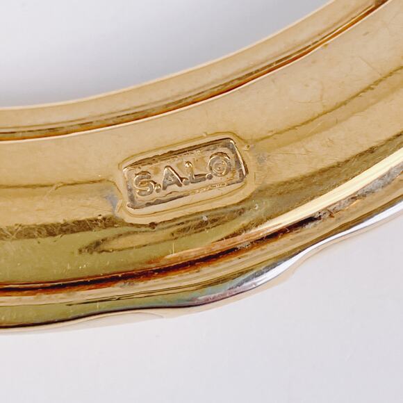 VTG Signed Swarovski Necklace Gold Tone Baguette Rhinestone 1980s Statement - Picture 9 of 16